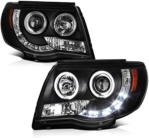 [A 2005-2011 Toyota Tacoma Pickup] LED Halo Gyűrű Fekete Projektor Fényszóró Fényszóró Szerelvény, Vezető & Utasoldali