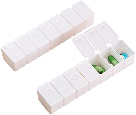UHZBTEC 2 Csomag 7 Rekeszes BPA Mentes, Míg a Gyógyszeres Doboz/ Tabletta Esetén/ Utazási Tabletta Szervező Adagoló-Vitamin Halak,