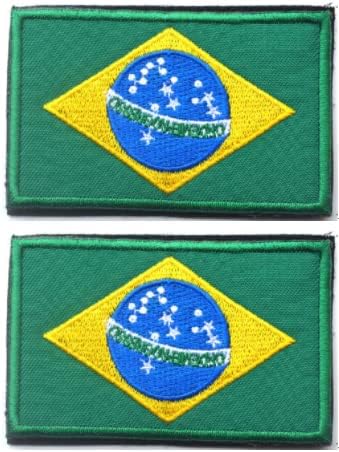2db Brazília Zászló Hímzett Javításokat, Hímzett Kendővel Javítás Jelvény Hook & Hurok Hímzett Javítás