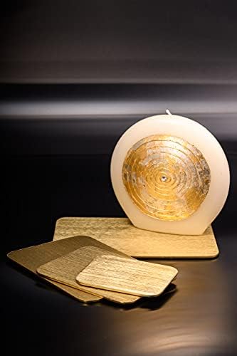 NKlaus Gyertyát, Lemez, Alumínium, Arany 13x10cm Téglalap alakú Dekoratív tábla Asztal Dekoráció Hullámvasút Csiszolt - Design 10412