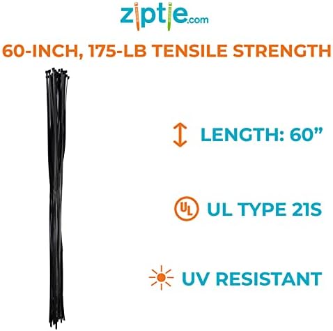 60 cm-es UV Ellenálló Fekete Többcélú Kábel Nyakkendő, 175 kg-os szakítószilárdság, UL 21 Felsorolt, 25-Pack