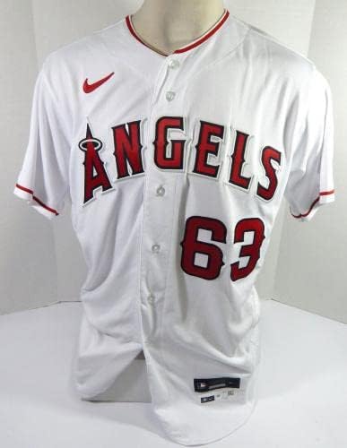2022 Los Angeles az Angyalok Kyle Tyler 63 Játék Kiadott Pos Használt Fehér Jersey 46 9 - Játék Használt MLB Mezek