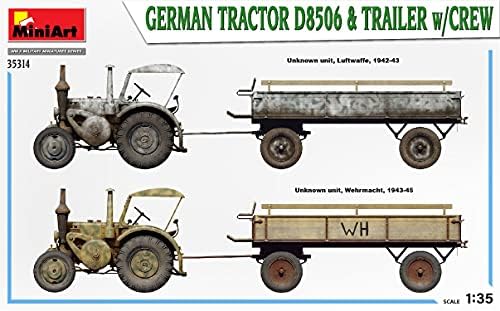 MiniArt 35314 - 1/35 német Traktor D8506 & Pótkocsi w/Legénység, Méretarányos Modell KÉSZLET