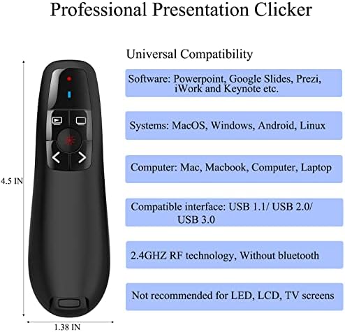 Bemutató Mutató Műsorvezető Dia Advancer: Vezeték nélküli PowerPoint Remote Távirányító, USB | 100Ft Ellenőrzési Hosszú sor