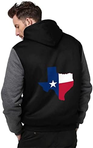 Texas Zászló Térkép Férfi Kapucnis Meleg Vastag, Teljes Zip Kapucnis Pulóver kabát Kabát Zsebében