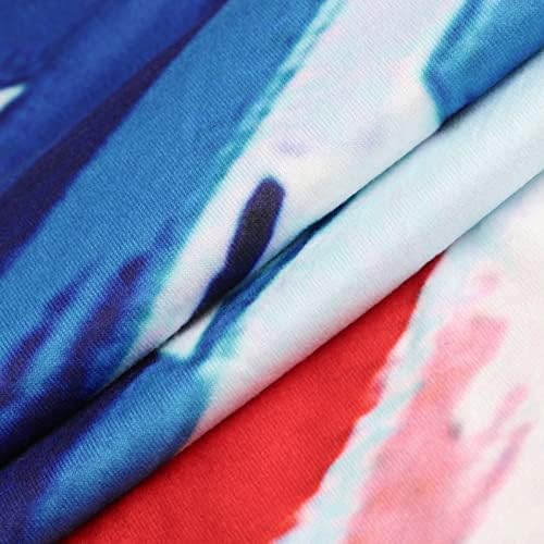 Blúz Lány Rövid Ujjú, V-Nyak Amerikai Zászló Grafikai Társalgó Laza Fit Nagyméretű Blúz Tshirt Női QR
