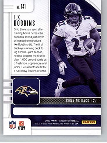 2020 Panini Abszolút 141 J. K. Dobbins RC Kezdő Baltimore Ravens NFL Labdarúgó-Trading Card