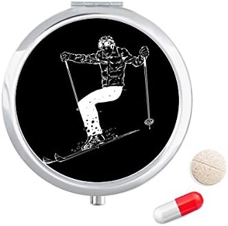 Fekete Téli Sport A Síelés Minta Tabletta Esetben Zsebében Gyógyszer Tároló Doboz, Tartály Adagoló