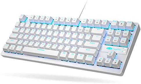 Fehér Mechanikus Billentyűzet Gamer-Játék a Jég Kék Háttérvilágítású Vezetékes TKL 87 Kulcsok Gaming Billentyűzet Kék Kapcsoló Keyboard
