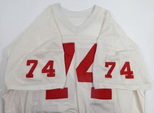 1980-as évek 1990-es évek Elején a San Francisco 49ers 74 Játék Használt Fehér Jersey 56 708 - Aláíratlan NFL Játék Használt Mezek
