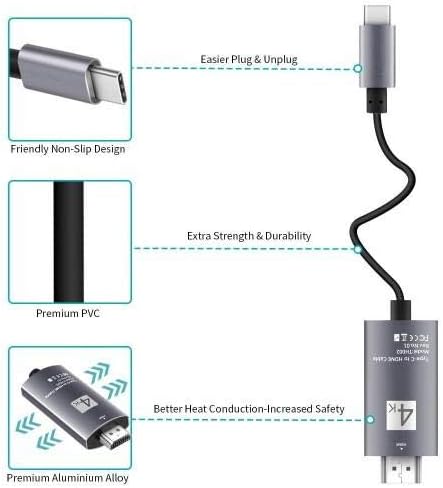 BoxWave Kábel Kompatibilis a Beats Studio Rügyek (Kábel által BoxWave) - SmartDisplay Kábel - USB-C-Típusú HDMI - (6 ft), USB C/HDMI-Kábel