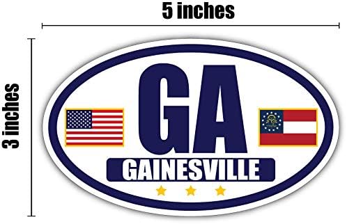 Zászló Georgia/Amerikai Zászló Ovális 3M Vinyl Matrica Matrica | Navy & Arany Gainesville, GA Matrica Vinyl Matrica