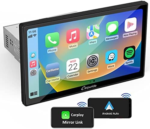 Carpuride 2023 Legújabb Egységes Din autórádió Vezeték nélküli Apple Carplay & Android Auto 9 Hüvelykes IPS érintőképernyő,