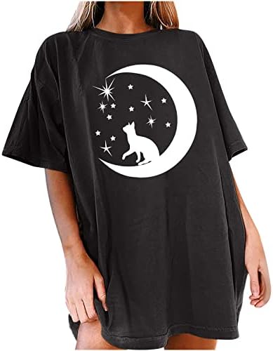 A nők Túlméretezett Tunika Maximum Csillagok, s a Hold a Tai Chi Grafikus Rövid Ujjú Plus Size Pulóver Pulóver, T-Shirt, Maximum