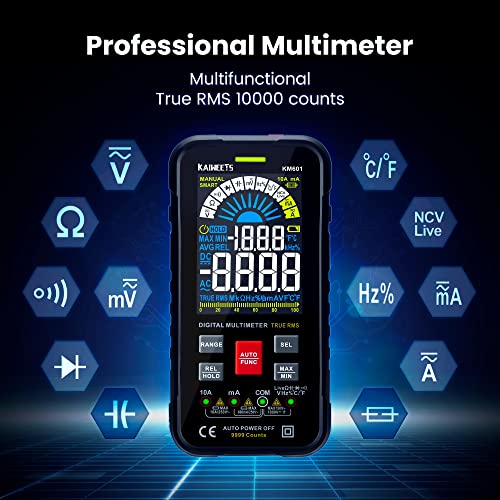 KAIWEETS Digitális Multiméter Voltmérő Okos Elektromos Teszter Intézkedések Feszültség Áram Ellenállás Folytonosság Vám-Ciklus