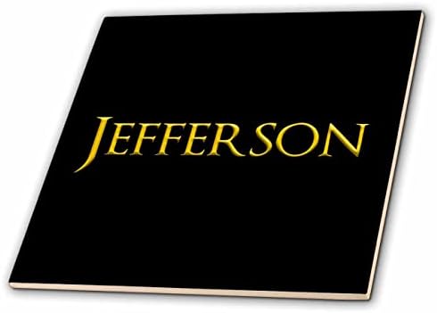 3dRose Jefferson klasszikus fiú baba nevét Amerikában. Sárga, fekete varázsa - Csempe (ct_351372_1)