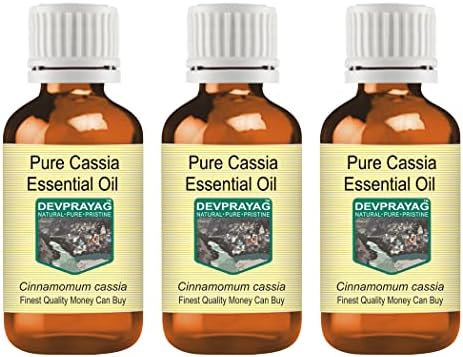 Devprayag Tiszta Cassia illóolaj (Cinnamomum Cassia) vízgőzdesztillációval (Csomag Három) 100ml X 3 (10 oz)