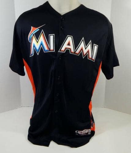 2012-13 Miami Marlins Bryan Petersen 60 Játékban Használt Fekete Jersey ST BP 46 DP18406 - Játék Használt MLB Mezek