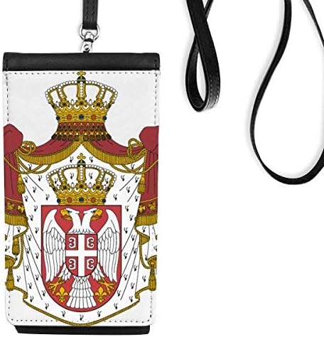 Szerbia Nemzeti Jelkép Ország Phone Wallet Pénztárca Lóg Mobil Tok Fekete Zseb