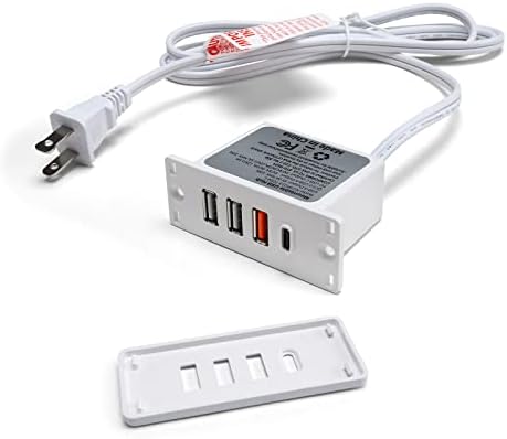 Aktív USB-C Hub Aljzat Süllyesztett USB-C elosztó Aljzat, Gyors Töltés 4 USB Port 20W Szerelt Ágyba Asztal Asztal Kanapé (Fehér)