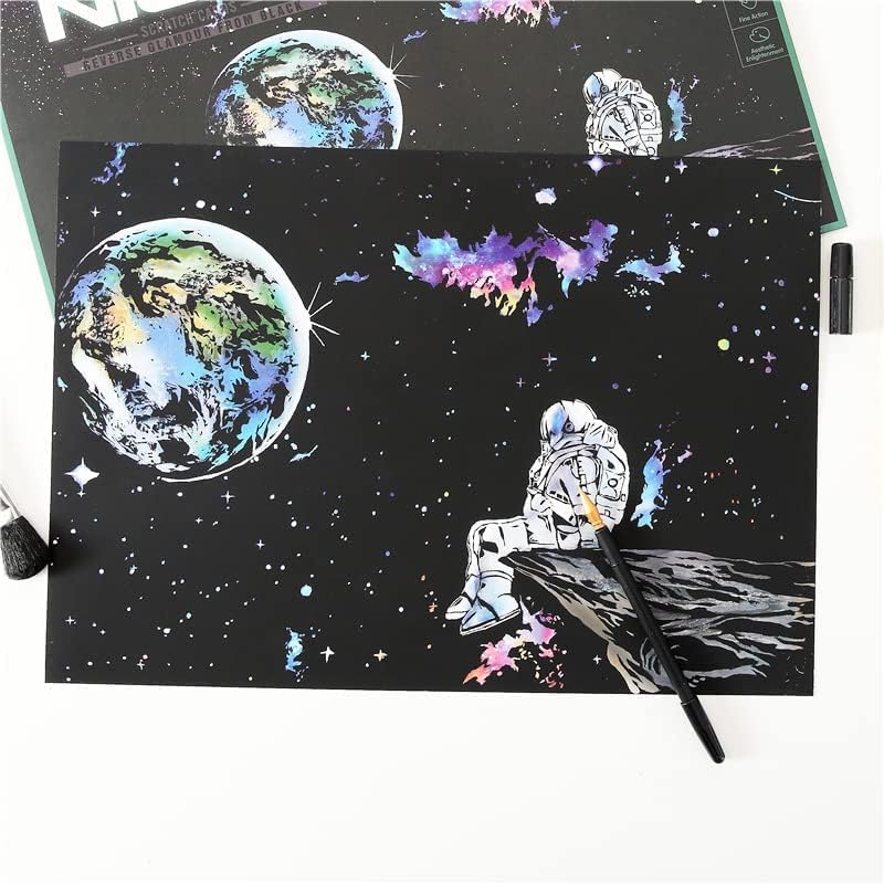 Semmiből, a Papír Szivárvány Festmény, Rajz Párna DIY Art Kézműves Éjszakai Űrhajós Space Sorozat Téma Scratchboard Felnőttek, Gyerekek