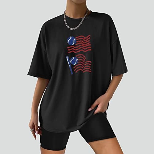 A függetlenség Napja Póló Női Túlméretezett Maximum Csepp Váll Tunika Felső USA Zászló Nyomtatás, Grafikai Tshirt Laza Baseball