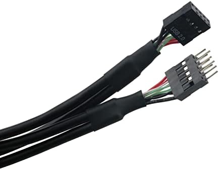 YHXiXi Fekete USB 2.0 9-tűs Férfi 9-pin Női Adapter Kábel 515mm USB2.0 9Pin M/F Szorzó Hosszabbító Kábel USB-Fejléc Hosszabbító