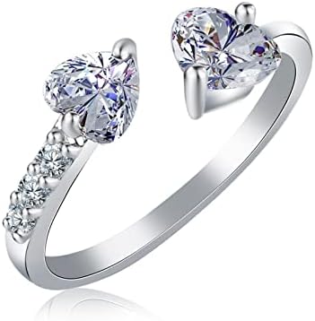 2023 Új Gyűrű Aranyozott Gyűrűket A Nők Minden Ékszer Gyémánt Szív Teljes Nyitott Dupla Méret Tenzor Gyűrű (Arany, Egy Méret)