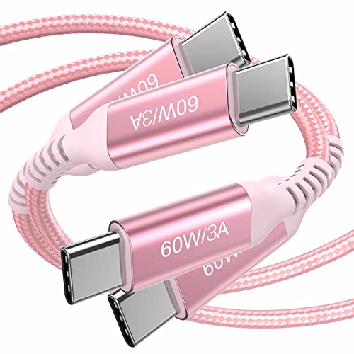 60W USB-C-USB-C Kábel 10 ft Rózsaszín, 2-Komponensű, Awnuwuy Hosszú C-Típusú Gyors Töltő Töltő Kábel Kompatibilis a Samsung Galaxy