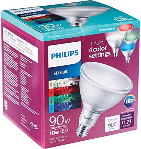 A Philips LED-es színváltó PAR38 Sceneswitch Villanykörte: 900-Lumen, 10 W (90 W-os Megfelelője), E26 Közepes Csavar Bázis, 541136