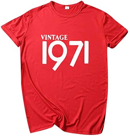 Női Rövid Ujjú T shirt-T Tee Póló Levél Eredeti Ajándék Nőknek, Vintage Szülinapi 1971 Aranyos Póló, Női Felső