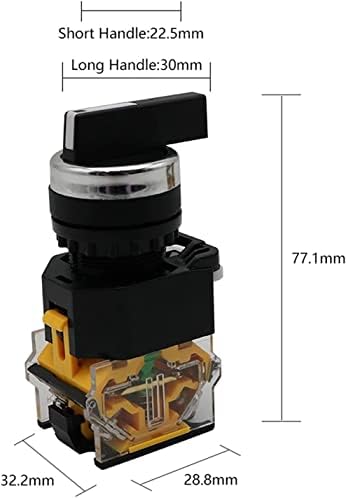 CNHKAU 22mm Választó Gomb Rotary Switch Reteszelés Pillanatnyi 2NO 1NO1NC 2 3 helyezze DPST 10A 400V hálózati Kapcsoló BE/Ki(Szín:Zöld Rövid