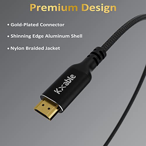 8K DisplayPort-HDMI Kábel 4 Méter, DP 1.4-HDMI 2.1 Videó Kábel (8K@60Hz,4K@120Hz), Uni-Directional Fonott Monitor Kábel Támogatja a