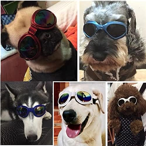 Kutya Napszemüveg, Állítható, Összecsukható Szem Viselni UV Védelem Szélálló Polarizált Napszemüveg-Tároló Táska Kutyák (Fekete)