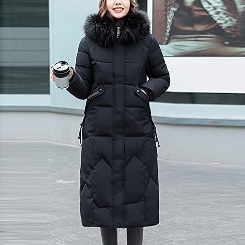Női Téli Meleg Sűrűsödik Puffer Coat Plus Size Cipzár Kabát Szilárd Gombot Osztott Szegély Pamut Bélelt Kabát