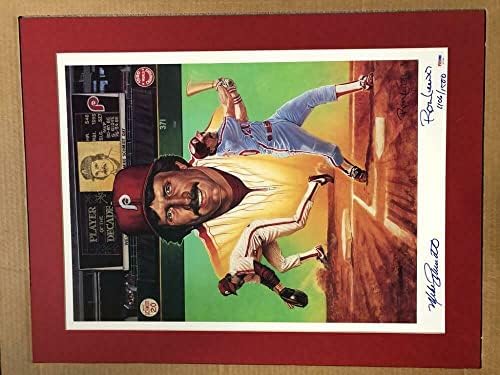 Mike Schmidt Ron Lewis Nyomtatás Alá Autogramot Auto Dedikált Baseball PSA/DNS - Dedikált MLB Művészet