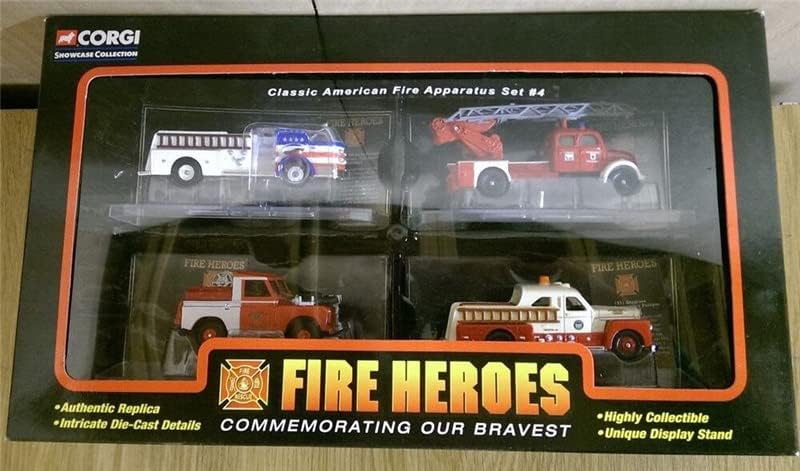 Corgi Bemutató Gyűjtemény, Tűz Hősök, Klasszikus Amerikai Tűzoltó Készülék. Set 4. 1:64 FRÖCCSÖNTÖTT Teherautó Előre elkészített Modell