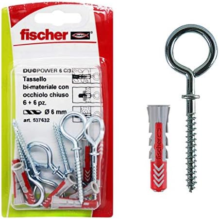 Fischer 537632 Tipli Zárt Fűzőlyuk Duopower, 6 pz, Szürke/Piros