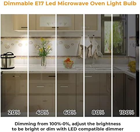 XBRLAMP Szabályozható E17 LED Izzók Alatt Mikrohullámú sütő Tűzhely Felett Világítás,Nappali fény 6000K, 40W Izzó Egyenértékű,