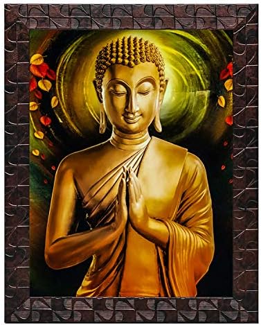 Indianara 3 Gautam Buddha Bekeretezett Festmény (3490GBNN) üveg nélkül 6 X 13, 10.2 X 13, 6 X 13 HÜVELYK