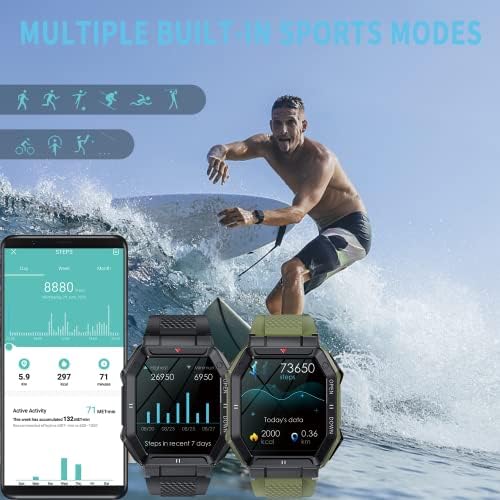 RollsTimi Smartwatch az Ember (Válasz/Hívást), 1.85 Hd Érintőképernyő Katonai Taktikai Smartwatch, Fitness Tracker szívritmus, Vérnyomás