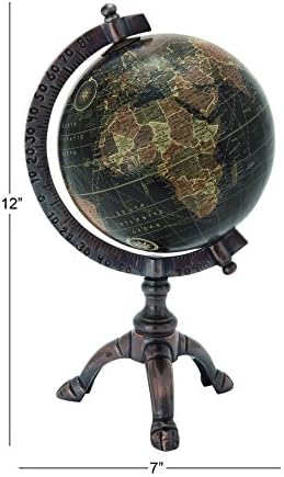 Deco 79 Alumínium Globe, Globe, 7 x 6 x 12, Fekete