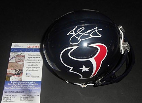 Jaelen Erős Aláírt Houston Texans Mini Sisak w/TÁRSASÁGGAL COA Aláírás Debütáló - Dedikált NFL Mini Sisak