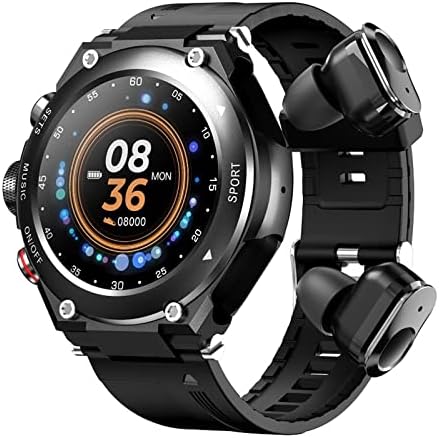 UMCP Smartwatch Karkötő 2-in-1 TWS Vezeték nélküli Fülhallgató Fitness BT Hívja Smartwatch Férfiak Nők Android iOS (Szín : SB-T92-BKBKS)