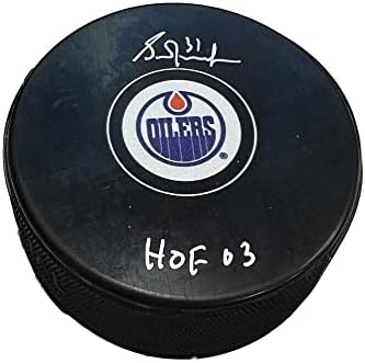 GRANT FUHR Aláírt Edmonton Oilers Puck - HOF 03 - Dedikált NHL Korong