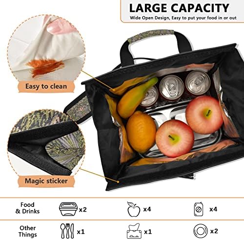 ALAZA Ebéd Bag Női Szigetelt,William Morris Nyomatok Újrafelhasználható Ebéd Doboz vállpánt Ebéd Táska Hűtőtáska, a Munka Utazási
