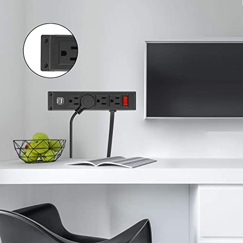 Falra Szerelhető elosztó, 4 Aljzat, Szerelhető elosztó 2 USB Port, 4-Port Alatt Desk Mount Csatlakozni 6FT Tápkábelt, a Munkapad,
