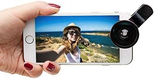 2 az 1-ben Halszem Kamera Lencse Kit Széles Látószögű Makró Klip Csatolja Fekete a Boost Mobile Samsung Galaxy J3 - Boost Mobile