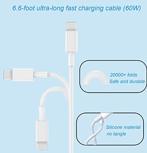 Einlike 20W USB-C Fali Töltő 6.6 ft USB-C-C Típusú Töltő Kábel Kompatibilis ipad pro 12.9/11 inch 2021/2020/2018, Pad Levegő 5./4., 10.9,