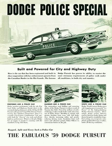 1959-Ben A Dodge Törekvés Rendőrség Különleges Promóciós Reklám Mágnes